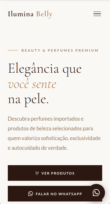Site da Ilumina Belly — versão mobile