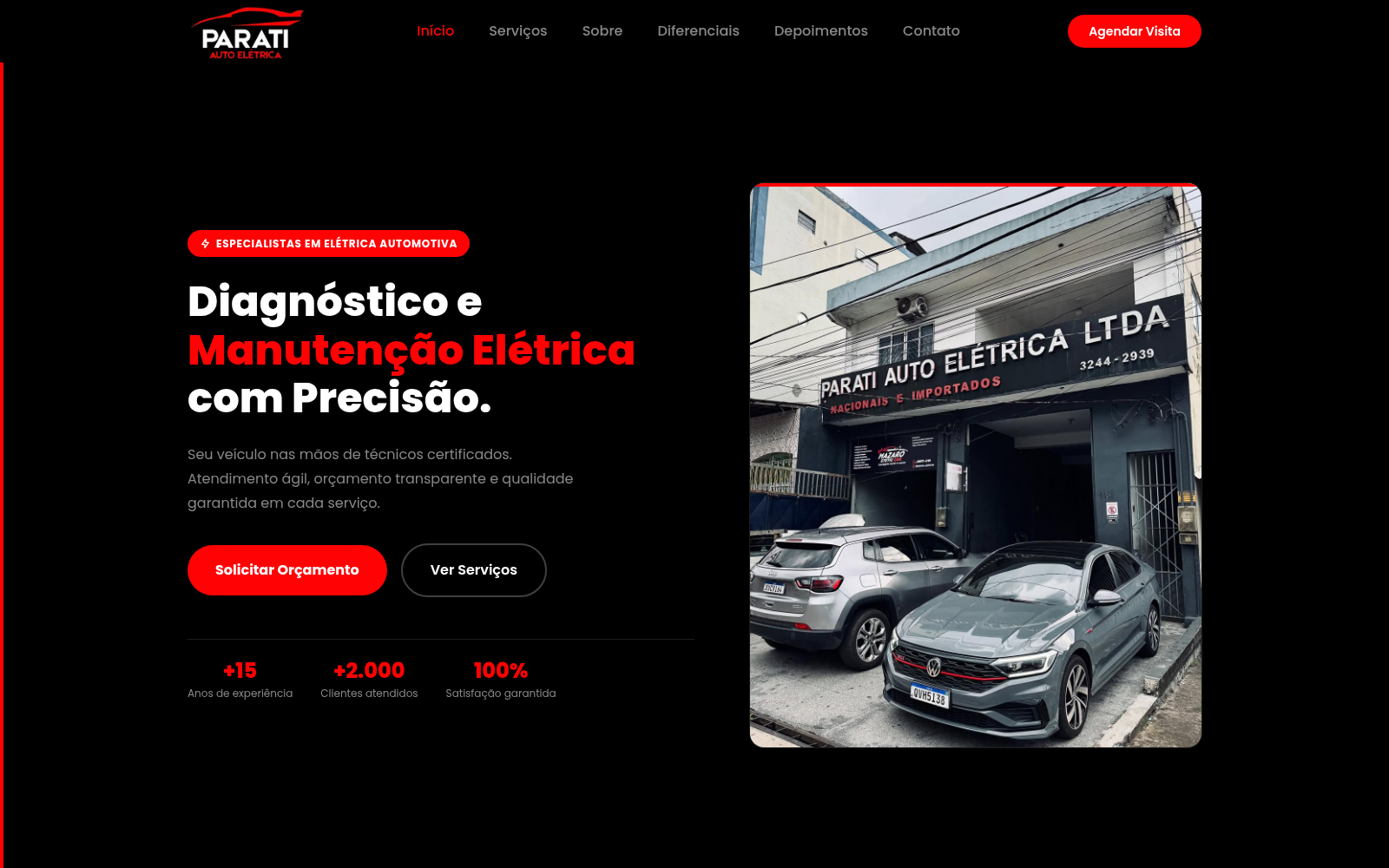 Site da Parati Auto Elétrica — versão desktop